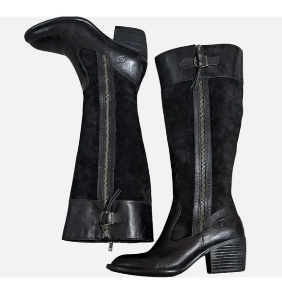 Born black suede leather tall boot Uchee F73809 riding equestrian knee high - Picture 1 of 7